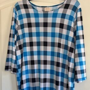 Zeta By Blue and Black Plaid Long Sleeve Top